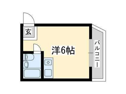 メゾン木川(ワンルーム/2階)の間取り写真