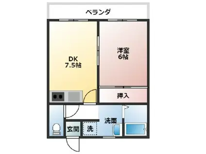 シャトリエII(1DK/2階)の間取り写真