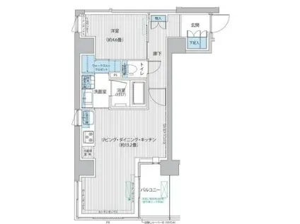 RODIA日本橋茅場町 旧御幸レジデンス日本橋茅場町(1LDK/1階)の間取り写真