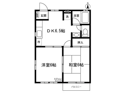 フィールデンコートA(2DK/2階)の間取り写真