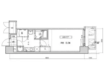 ステーションコートサウス(1K/2階)の間取り写真