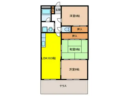 第5三城ハイツ(3LDK/1階)の間取り写真