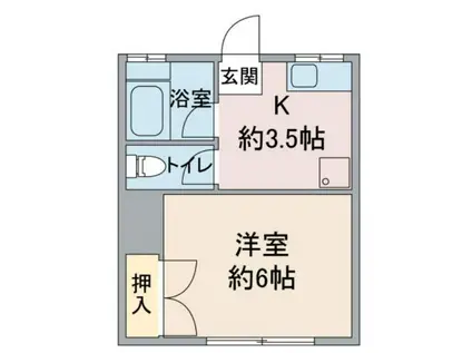 市川ハイツ(1K/1階)の間取り写真