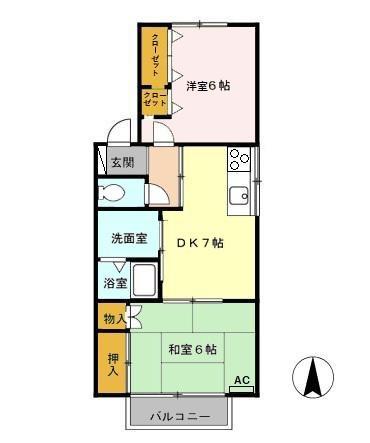 スカイパーク清洲(2DK/2階)の間取り写真