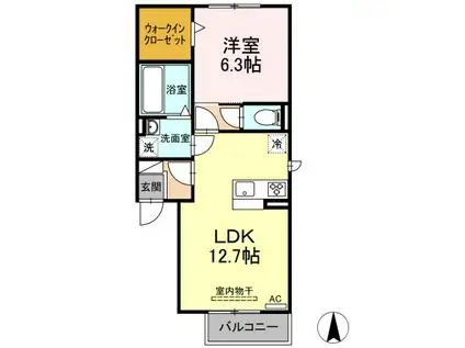 ラ ベル ヴィ(1LDK/2階)の間取り写真
