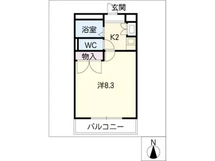 カメリアA(1K/2階)の間取り写真