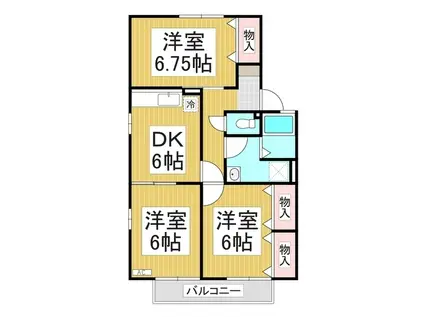 フローラ吉乃A棟(3DK/2階)の間取り写真