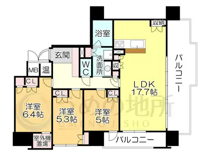 グランドオーク久留米大手町(3LDK/5階)の間取り写真