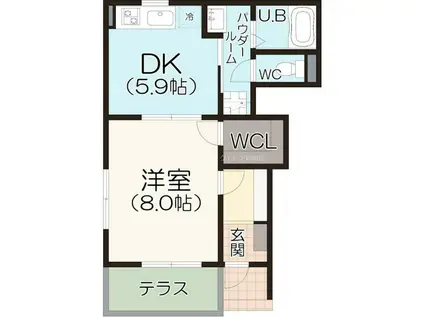 LANGE VERL(1DK/1階)の間取り写真