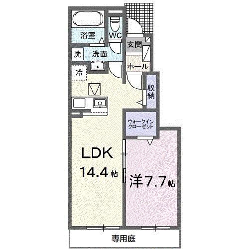 クレイドル下斎田C(1LDK/1階)の間取り写真