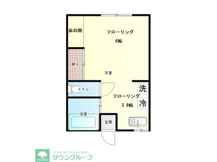 湯浅荘(1K/2階)の間取り写真