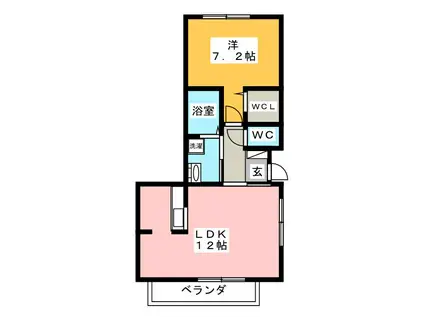 メゾン・ボヌール(1LDK/2階)の間取り写真