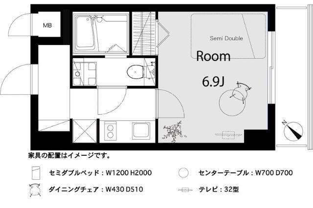 カテリーナ千駄木(1K/5階)の間取り写真