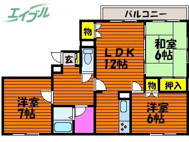 エリーズ・トーク・コート(3LDK/2階)の間取り写真