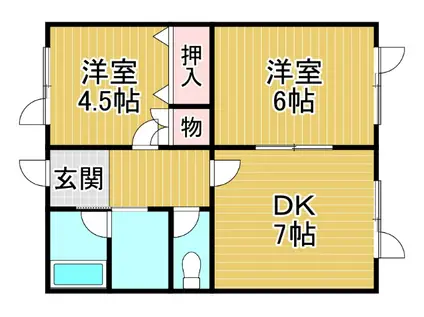 コーポダウンタウン(2DK/2階)の間取り写真