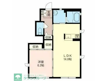 グランレーヴII(1LDK/1階)の間取り写真