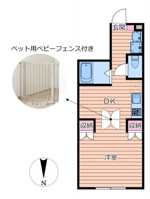 BRILLANTE PAWS 舎人(1DK/2階)の間取り写真