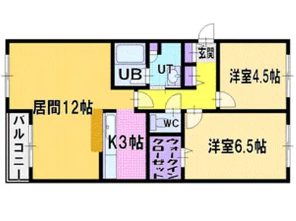 ラ・エスタシオン(2LDK/3階)の間取り写真