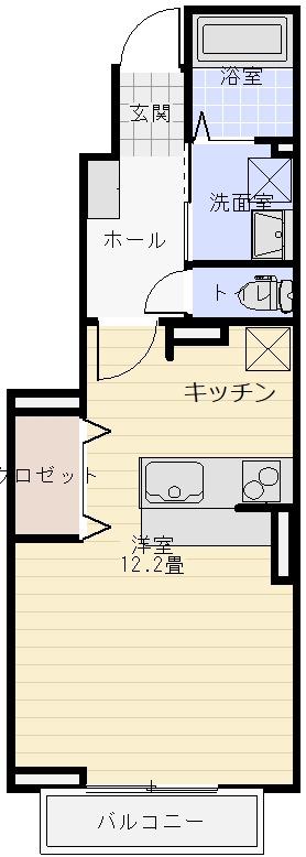 スイートアリッサム(1K/1階)の間取り写真