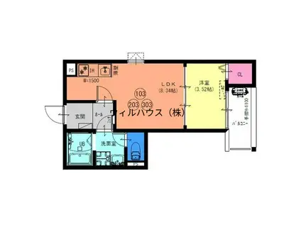 FSTYLE狭山・池尻中1号館(1LDK/2階)の間取り写真