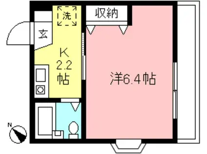 メゾンT(1K/1階)の間取り写真