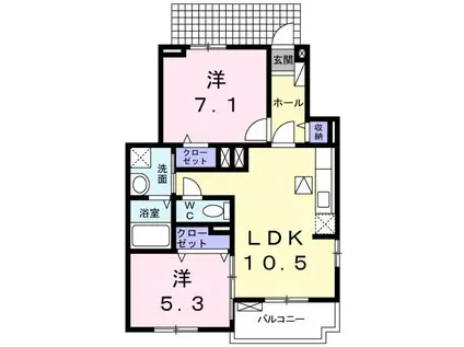 サンレジデンスII(2LDK/1階)の間取り写真