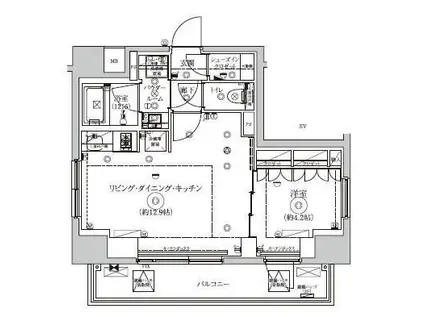 セジョリ駒込西ヶ原(1LDK/4階)の間取り写真