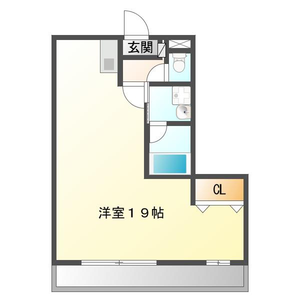 プラッサ参番館(ワンルーム/2階)の間取り写真