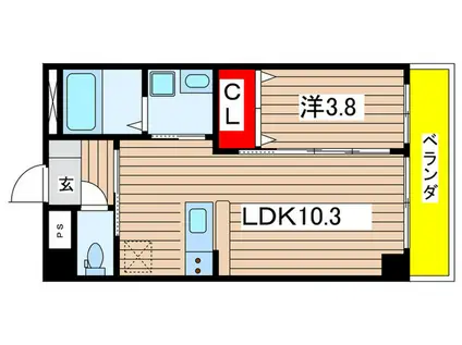 シャトレ相川(1LDK/5階)の間取り写真