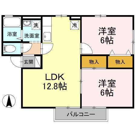 セジュール石井(2LDK/1階)の間取り写真