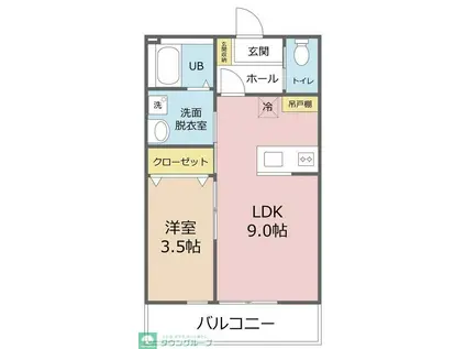 パームコテージ川越20番館(1LDK/2階)の間取り写真