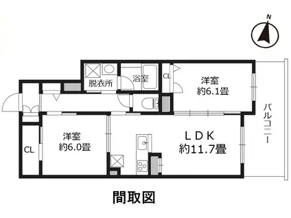 プレミールS(2LDK/2階)の間取り写真