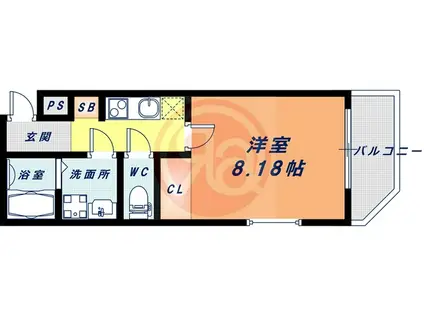 カルムビレッジ東田辺(1K/1階)の間取り写真
