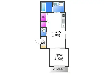 GRANDIR WOODS(1LDK/1階)の間取り写真