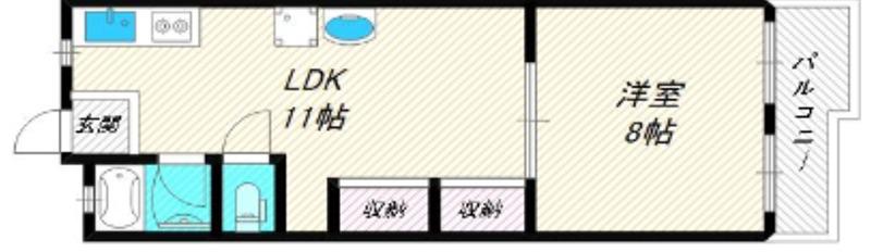 葵マンション(1DK/2階)の間取り写真