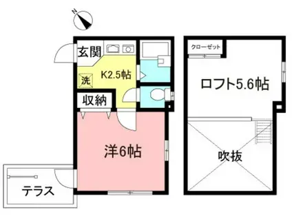CASTLE笹塚北(1K/1階)の間取り写真