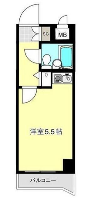 ライオンズプラザ海老名(ワンルーム/6階)の間取り写真