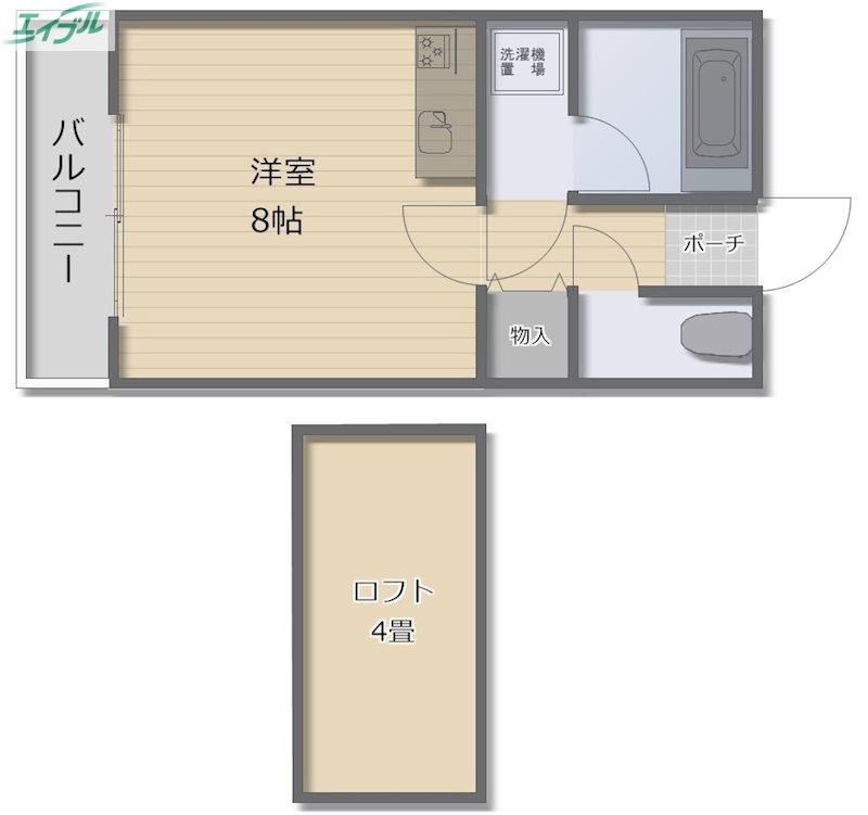 グランドハイツ東古松(ワンルーム/4階)の間取り写真