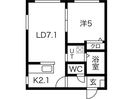 ヴレネージュ平岸(1LDK/4階)の間取り写真