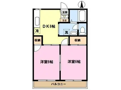 サンハイム塚越(2DK/1階)の間取り写真