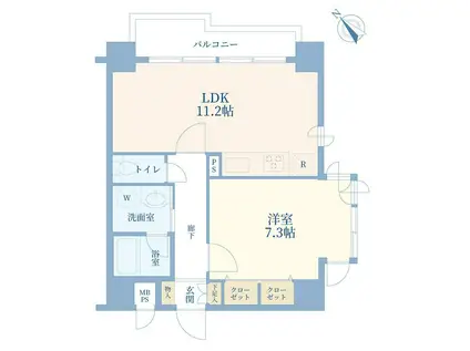 グランパレス南麻布仙台坂(1LDK/3階)の間取り写真