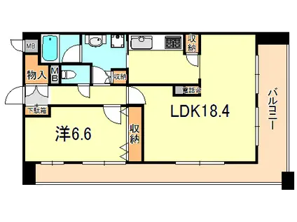 ベルトピア西明石III(1LDK/6階)の間取り写真