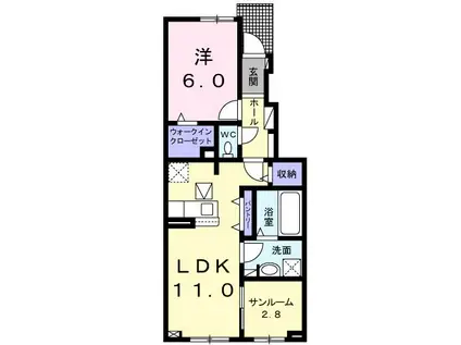 PROCYON(1LDK/1階)の間取り写真
