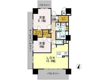ロイヤルパークスERささしま サウス(2LDK/16階)の間取り写真