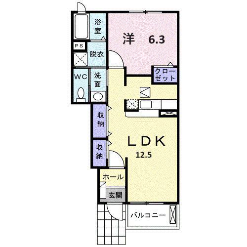 ブローテ(1LDK/1階)の間取り写真