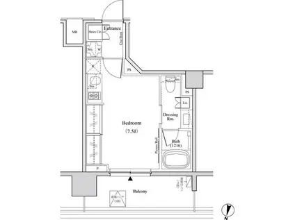 ザ・パークハビオ代々木(ワンルーム/2階)の間取り写真