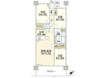 プラウドシティ新川崎(3LDK/4階)の間取り写真