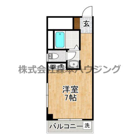 忍ヶ丘マンション(ワンルーム/2階)の間取り写真