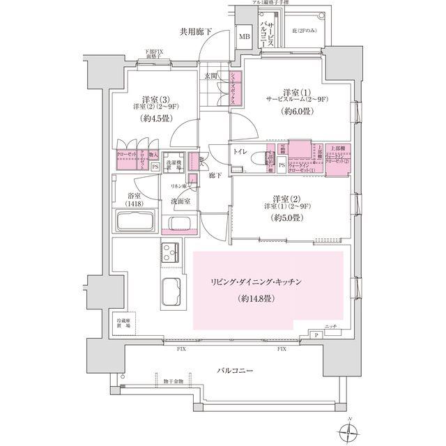 ディームス木場(2SLDK/2階)の間取り写真