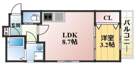 ル・レーヴ今津ノース(1LDK/2階)の間取り写真